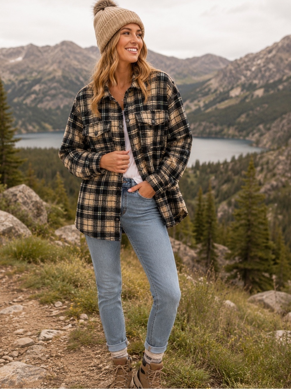 Forever 21 Buffalo Plaid Shacket Women’s Neutral Size Medium